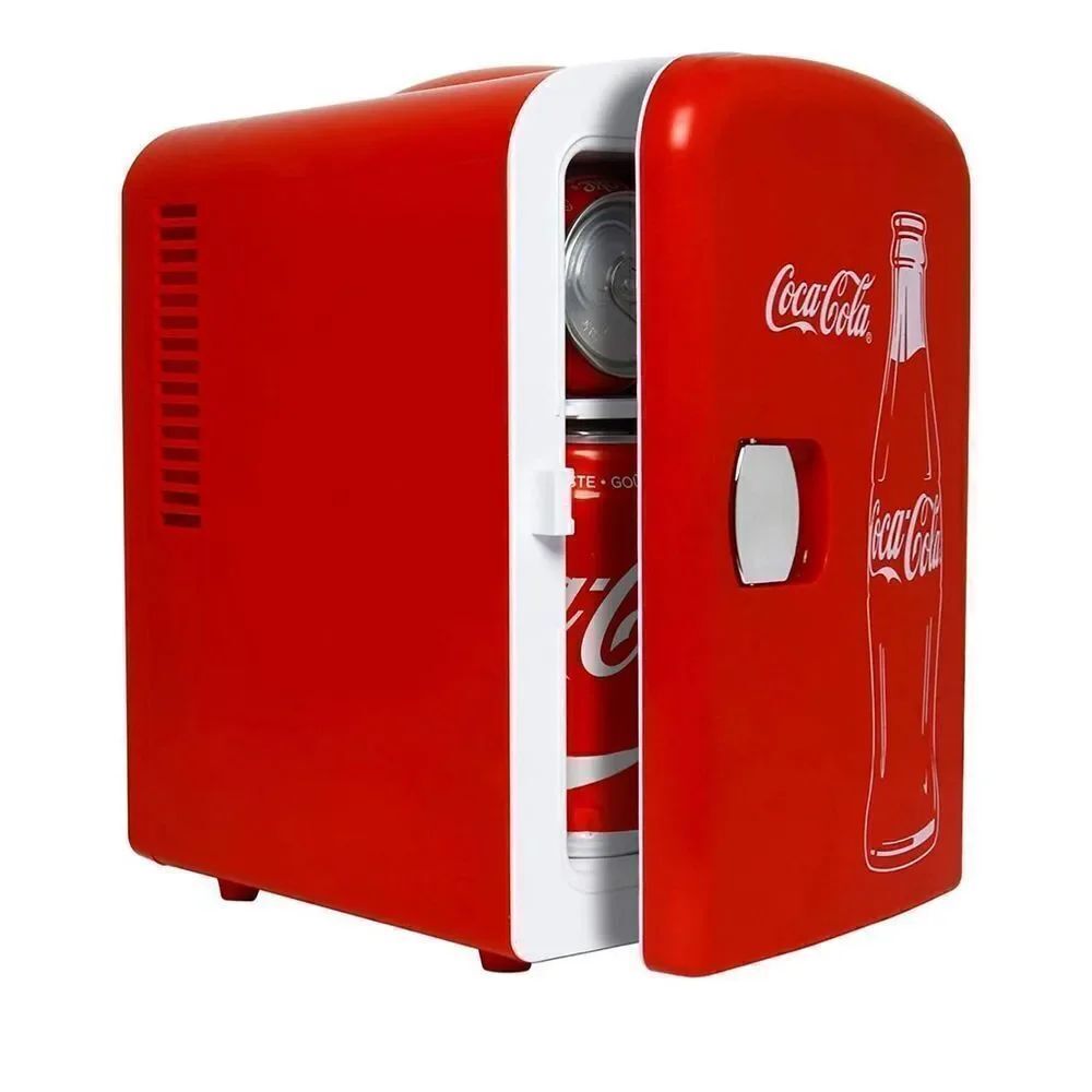 Coca-Cola 4L Portable Cooler, Personal Travel Fridge  Red, Coke Bottle